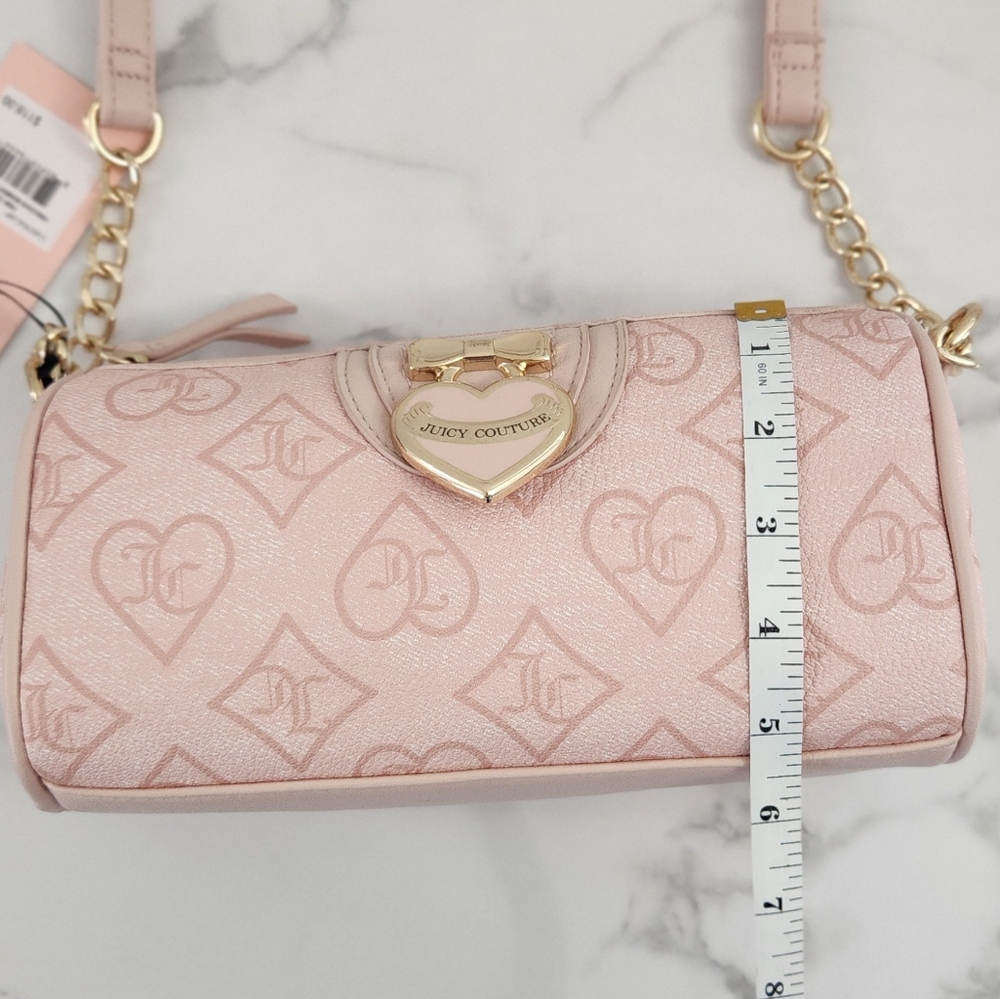 Juicy Couture Pink Clay Heart Accent Crossbody Shoulder Bag - Picture 11 of 15
